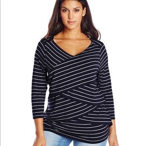 Vince Camuto 3/4 Sleeve Arctic Stripe Bandage Top